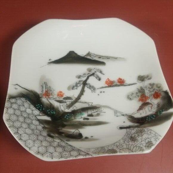Japanese Art Pottery Collector Vintage 5" Bowl / Plates Hand Painted Lot of 2 - Picture 3 of 15